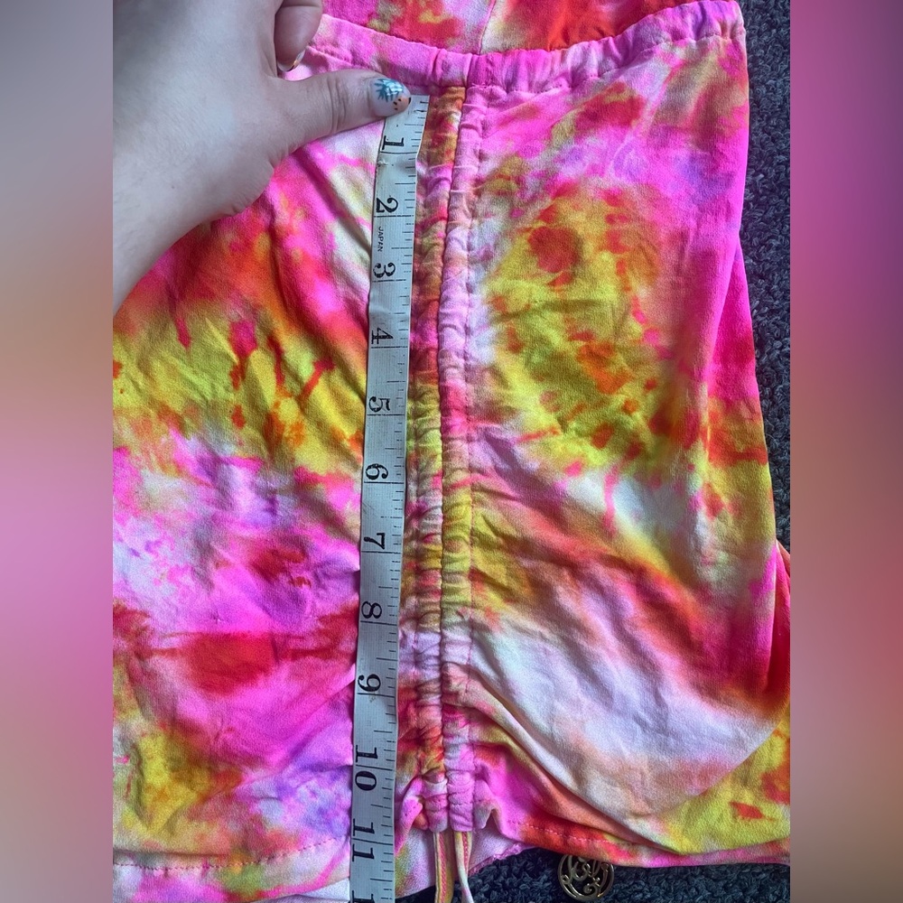 Luli Fama Vibrant Summer Beach Colorful Tie-Dye V-neck Adjustable Flowy Cover Up - Picture 4 of 11
